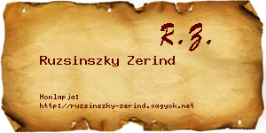 Ruzsinszky Zerind névjegykártya
